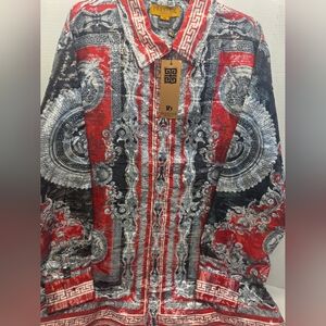 Men's Red and Black Dress Shirt